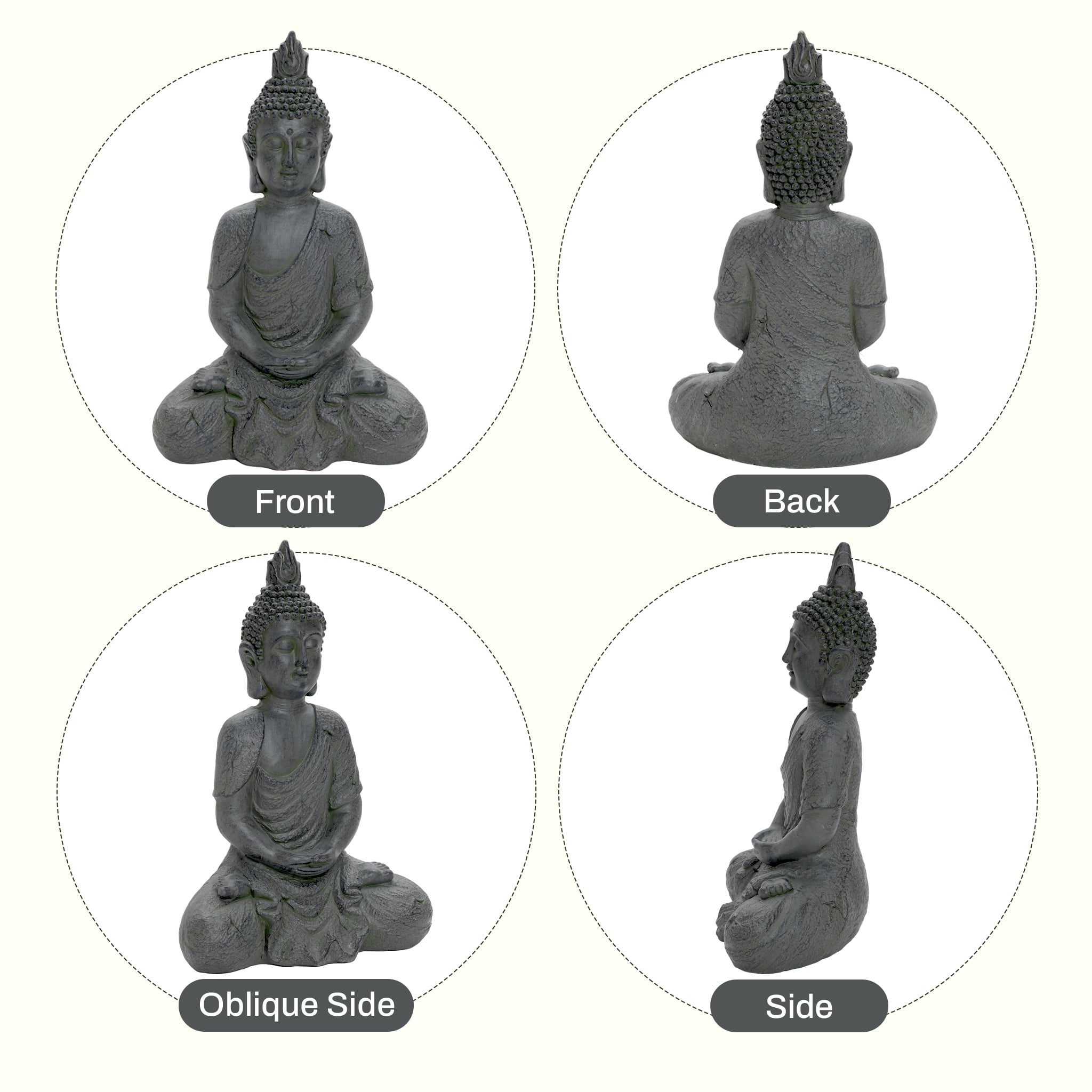 LuxenHome Meditating Buddha Statue, 21" Large Fiber Stone Zen Buddha Sculptures, Indoor Outdoor Buddha Statue,Zen Decor for Garden, Patio, Backyard Deck