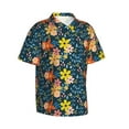 thumbnail image 2 of Uemuo Blue Floral Printed Regular Fit Short Sleeve Casual Hawaiian Shirt for Men,Aloha shirt,Tropical shirt,Floral print shirt,Vacation Beach shirt-X-Large, 2 of 9