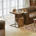 thumbnail image 6 of CubiCubi Sofa Side End Table for Living Room, C Shaped Reversible Table with Wooden Storage Shelf, Nightstand for Bedroom, Deep Brown, 6 of 6