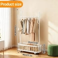 thumbnail image 2 of Heavy Duty Rolling Clothes Rack with Storage Basket & Locking Wheels, Portable Garment Rack, 2 of 9