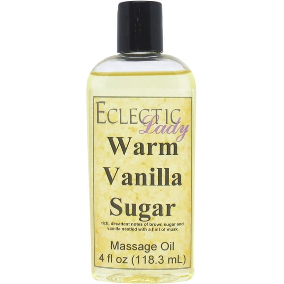 Warm Vanilla Sugar Massage Oil by Eclectic Lady, 4 oz, Sweet Almond Oil and Jojoba Oil