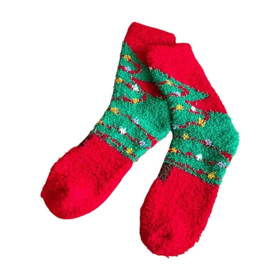 Bwiyojiz Home Decor Christmas Decorations Decoration Count 2pcs Fuzzy Socks Women's Cute Plushy Stockings Warm-Foot Corals Fleece Sleep Non-Shedding Floor, Gifts for Family, Multicolor