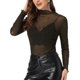 thumbnail image 1 of Camisa de malla brillante Allegra K Gilitter para mujer Oro Negro M, 1 of 5