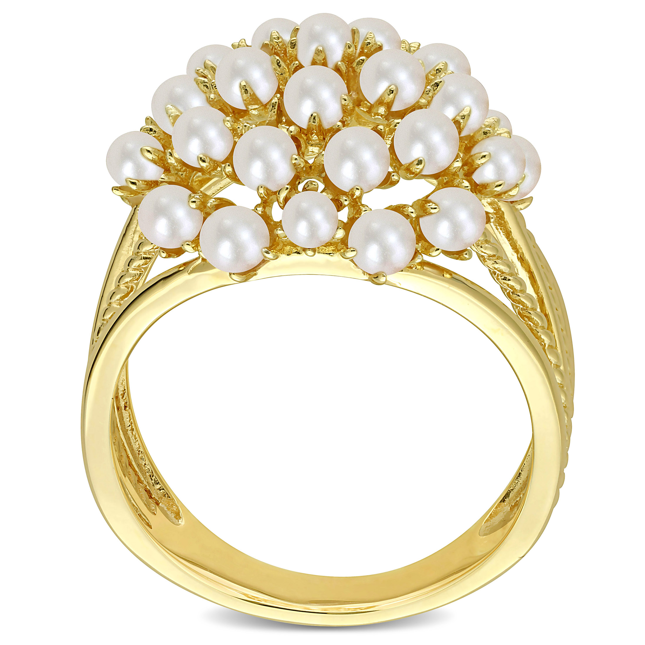 Everly Women's Cultured Pearl Yellow Gold Plated Ring