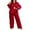 Red, variant on Women's Ice Silk Long Sleeve Trousers Cardigan Imitation Silk Plus Size Home Suit for Women Red XXL