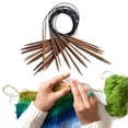 thumbnail image 4 of 13pcs Bamboo Knitting Set, Carbonized Double-pointed Circular Knitting 2.75-10 mm 13 Different Sizes (80cm), 4 of 8