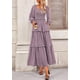 thumbnail image 4 of Vestido PRETTYGARDEN 2025 Maxi con Mangas Largas Fruncido Gris Púrpura XXL, 4 of 8
