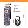 thumbnail image 3 of 32oz Transparent Sports Water Bottle with Straw for Kids Adults Outdoor School Gym Fitness Red and Purple Floral Pattern, 3 of 7