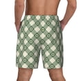 thumbnail image 3 of Kdxio Daisy Plaid Green Print Men's Swim Trunks with Compression Liner 7 Inch Inseam Quick Dry Swim Shorts, 3 of 7