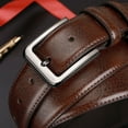 thumbnail image 4 of Cinturón de cuero genuino con hebilla de pasador para hombre, cinturón informal de cuero de vaca para negocios de mediana edad, cinturón de jeans para jóvenes, 4 of 4