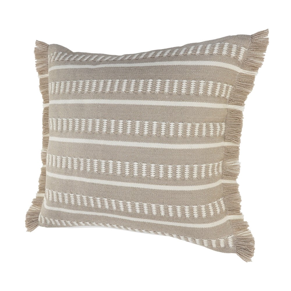 Harlow Hill Bailey 24" x 24" Tan/White Striped Outdoor Adult Decorative Throw Pillow Cover
