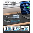 thumbnail image 2 of ORICO 65W 7-in-1 Portable Travel Power Strip with USB Ports – 4.4ft Flat Plug Extension Cord with 3 AC Outlets, 2 USB-A, 2 USB-C , Cruise Ship Approved Compact Charging Station(65W,BLUE), 2 of 8