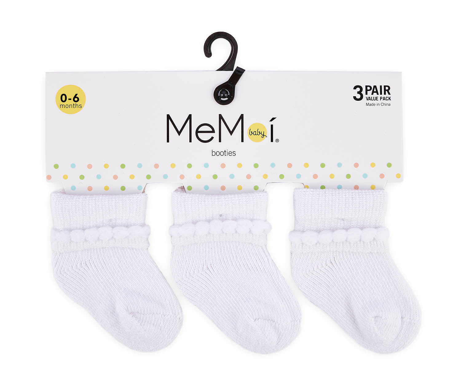 MeMoi Baby Bootie Cotton Blend Socks 3 Pack