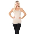 thumbnail image 3 of Women Basic Seamless Slim Fit Longline Undershirt Spaghetti Camisole Tank Top with Adjustable Straps (Taupe, LXL), 3 of 3