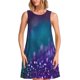 thumbnail image 1 of Easygdp Purple and Green Glitter para Vestido Transpirable de Mujer, Vestido Suelto de Manga Corta con Pliegues y Bolsillos para el Verano, 1 of 7