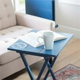 thumbnail image 2 of Linon Lorie 5 Piece Tray Table Set Planked Top Compass Design in Navy Blue Wood, 2 of 14