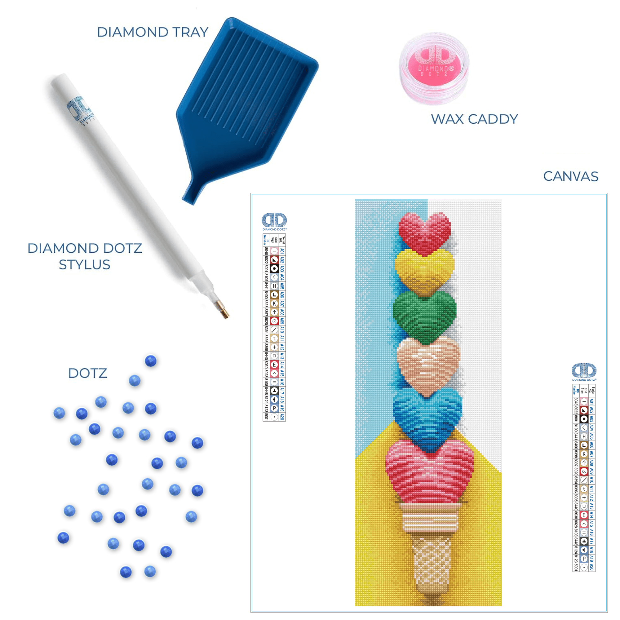 Diamond Dotz Ice Cream Hearts Food  Diamond Painting Kits for Adults - Diamond Art Kits a Relaxing Creative Craft Kit with Dotz Gems 23.6"x8.7"