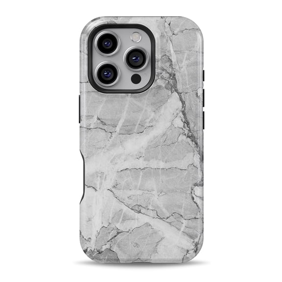 DesignSkinz Scratch-Resistant Hard Slim Case Compatible with iPhone 16 (Compatible with MagSafe) - Gray Slate Marble