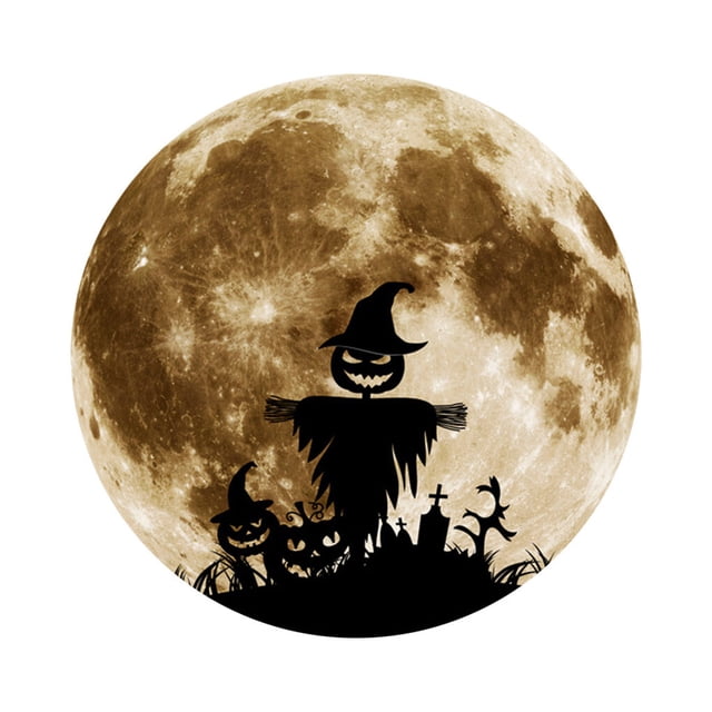 Halloween Sticker Self-adhesive Fluorescent Decal PVC Window Wall Sticker Halloween Fluorescent Luminous Moon Party Decoration, YHW009