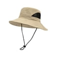 thumbnail image 4 of Unisex Fedora Wide Brim Hat Classic Beach Style Outdoor Sun Lightweight Travel Headwear For All Seasons, B-Khaki, 4 of 5