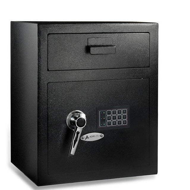AdirOffice 1.1 cu. ft. Steel Digital Secure Money Deposit Safe with Digital keypad, Black