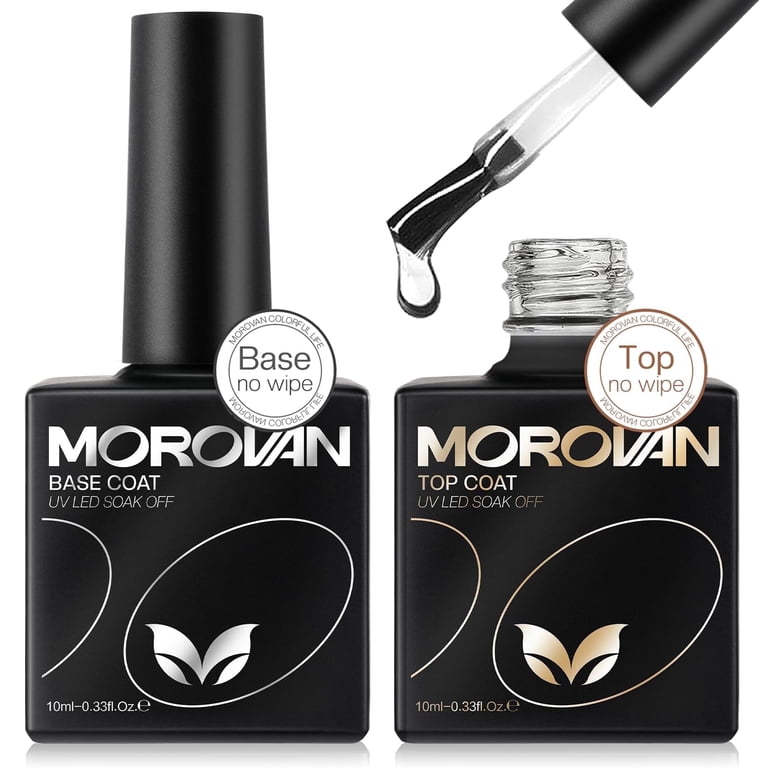 Morovan UV Gel Base & Top Coat Set, No Wipe, 2 Pieces photo 1