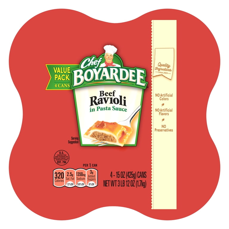 3 pack) Chef Boyardee Beef Ravioli in Pasta Sauce, Ready-to-Eat