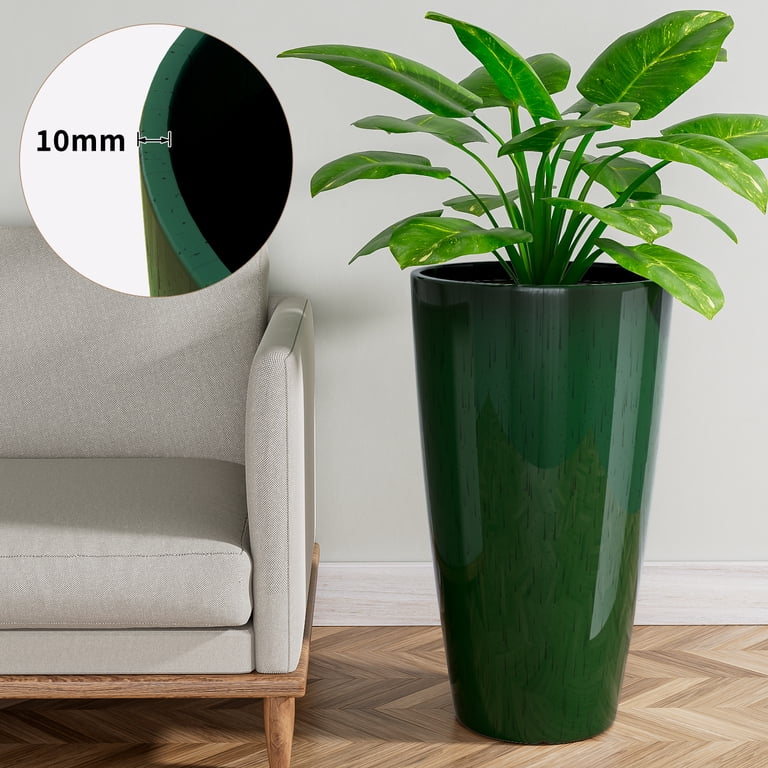 21 inch Tall Planters for Outdoor Plants Set of 2,Tall Plant Pots with  Drainage Hole,Large Flower Pots for Indoor Front Porch Garden Home Patio, Green - Walmart.com