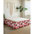 thumbnail image 2 of Strawberry Bed Skirt Queen Size 18" Drop Red Plant Fruit Watercolor Pink Background Ruffled Wrap Around Bed Skirts Adjustable Elastic Bedskirt Dust Ruffle for Queen Size Bed, 2 of 7
