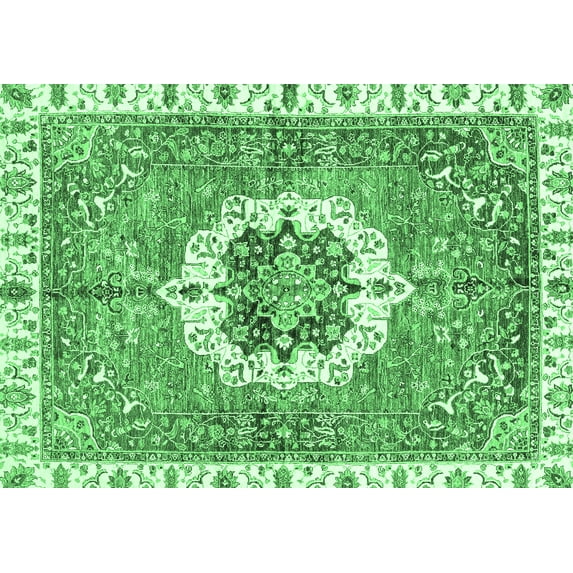 Ahgly Company Indoor Rectangle Abstract Emerald Green Modern Area Rugs, 8' x 12'