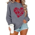 thumbnail image 4 of BLTIBY Valentine Shirts for Women Love Heart Printed Sweater Long Sleeve Round Neck Pullover Blouse Fashion Casual Valentines the Day Top Gray S, 4 of 4