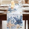 thumbnail image 3 of Table Runners 70 Inches Long Dress Scarves, Blue Starfish Coastal Farmhouse Coffee/Dining/Kitchen Table Decor, Holiday Table Runner, Eucalyptus Summer Nautical Shell 13x70 Inch, 3 of 9
