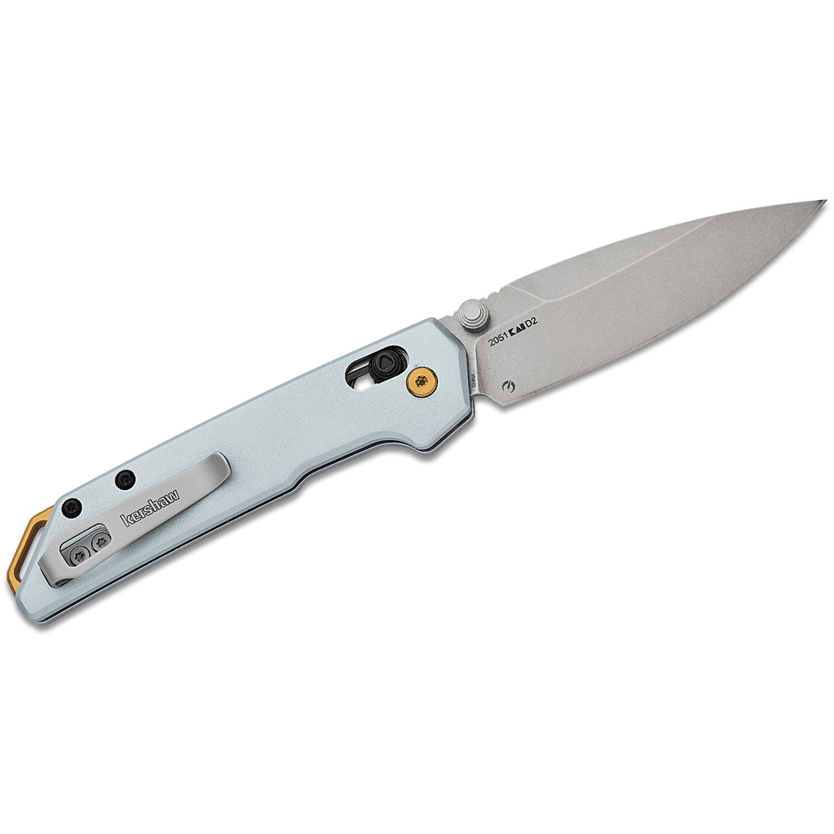Kershaw Mini Iridium Manual Open DuraLock Spear Point Blade EDC Folding Pocket Knife - Ice Blue