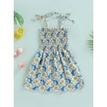 thumbnail image 2 of Bagilaanoe 1-6Y Toddler Baby Girls Sling Dress Sleeveless Smocked Ruched Floral/Strawberry Printed A-line Dresses, 2 of 7