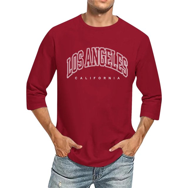 Xdzjlr T-Shirt pour Homme à Manches 3/4, Col Ras du Cou, Coupe Dégradée, Hauts Tee Confortables, T-Shirts pour Hommes, G