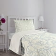 thumbnail image 3 of Ambesonne Floral Quilted Bedspread Set 2 Pcs, Bohemian Vintage Orchids, Twin Size, Cream and Blue, 3 of 5