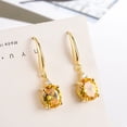 thumbnail image 4 of Aretes Largos de Cristal Amarillo Murano Ovalados para Mujer, Chapados en Plata 925 con Gancho de Oreja de Oro de 18K, 4 of 5