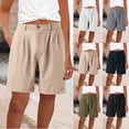 thumbnail image 6 of CHGBMOK Womens Linen Shorts Trendy Casual Summer High Waisted Chino Shorts Button Elastic Waist Comfy Shorts with Pockets, 6 of 6