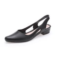 thumbnail image 4 of EKVAHL Women's Slingback Cutout Flats, Square Toe Closed Shoes, Low Block Heel Breathable Casual Dressy Office Daily Elegant Sandals Black, 4 of 6
