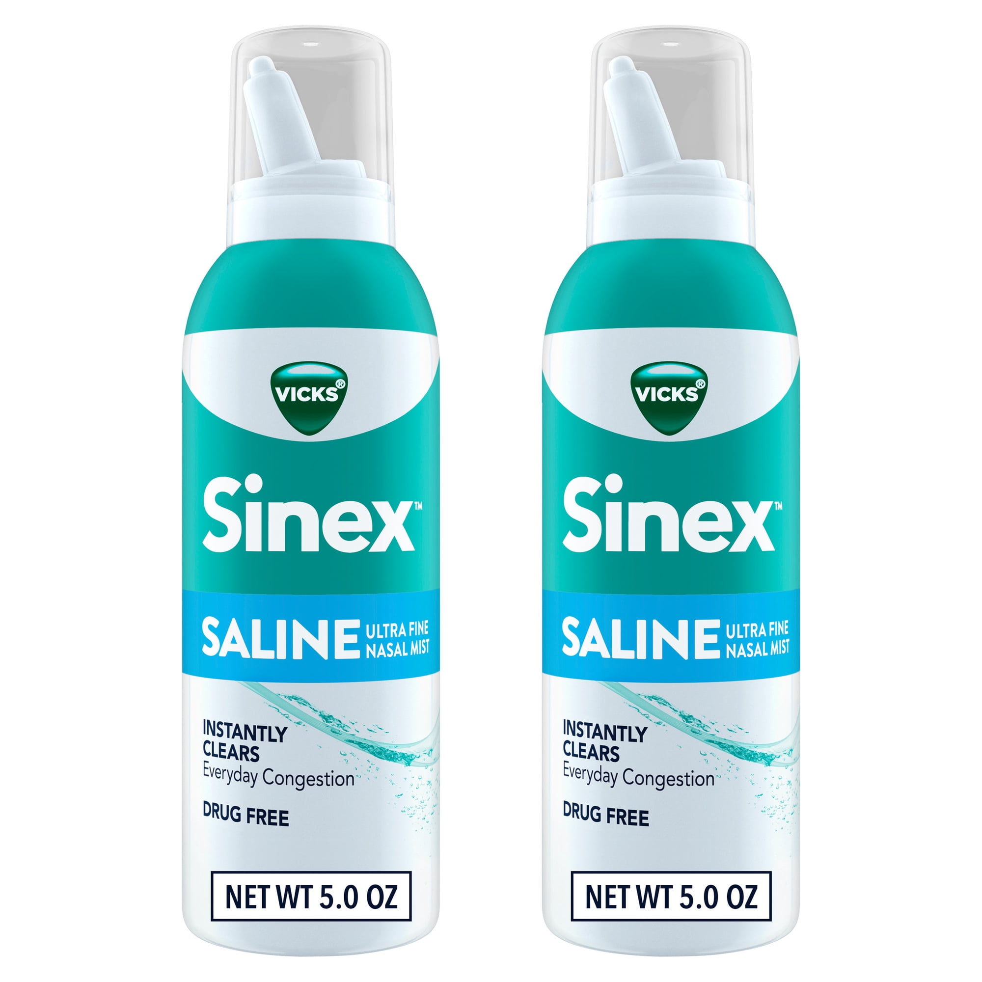 Vicks Sinex SALINE Nasal Spray, Ultra Fine Mist, 5.0 fl oz x 2