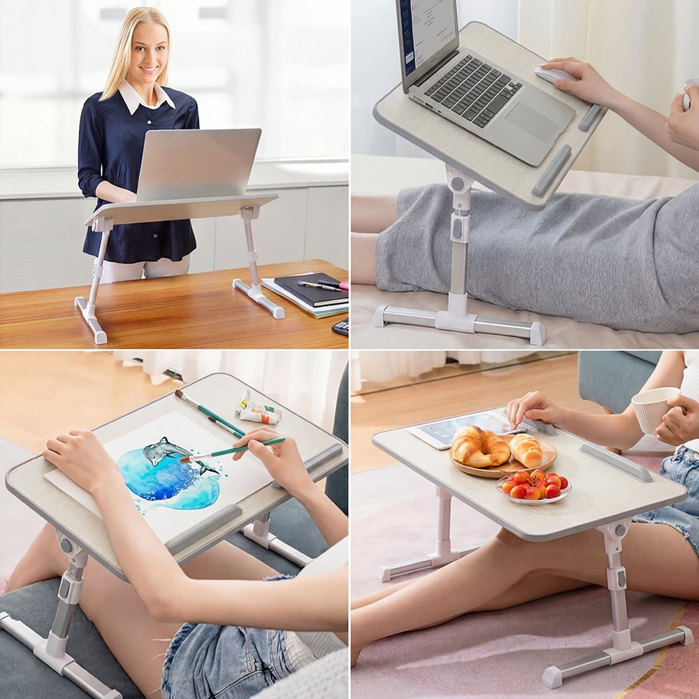 COWIN Laptop Desk Table, Adjustable Laptop Stand, Foldable Lap Desks ,Enlarged 23.62×13.4 in (Beige)