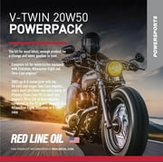 Red Line 90226 V-Twin 20W50 PowerPack Motorcycle Oil Change Kit – Full Synthetic V-Twin Engine Oil Package with Transmission Fluid & Accessories