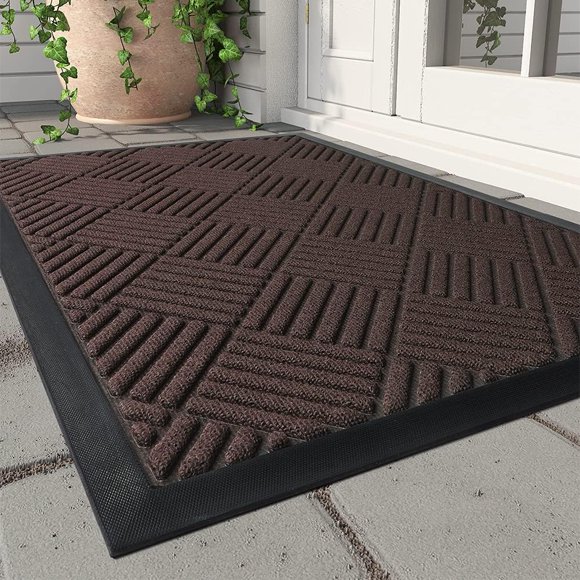 Front Door Mat Outdoor Indoor Welcome Mat Non Slip Rubber Doormat Absorbent Entryway Rug Entrance Mat Entry Rug Dirt Scraping Shoe Mat Xcm