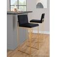 thumbnail image 2 of Fuji High Back Bar Stool Set of 3 Gold, Bar Chairs Set of 3, Gold Bar Stools, Bar Stools Set of 3 with Backs (Black Velvet), 2 of 6