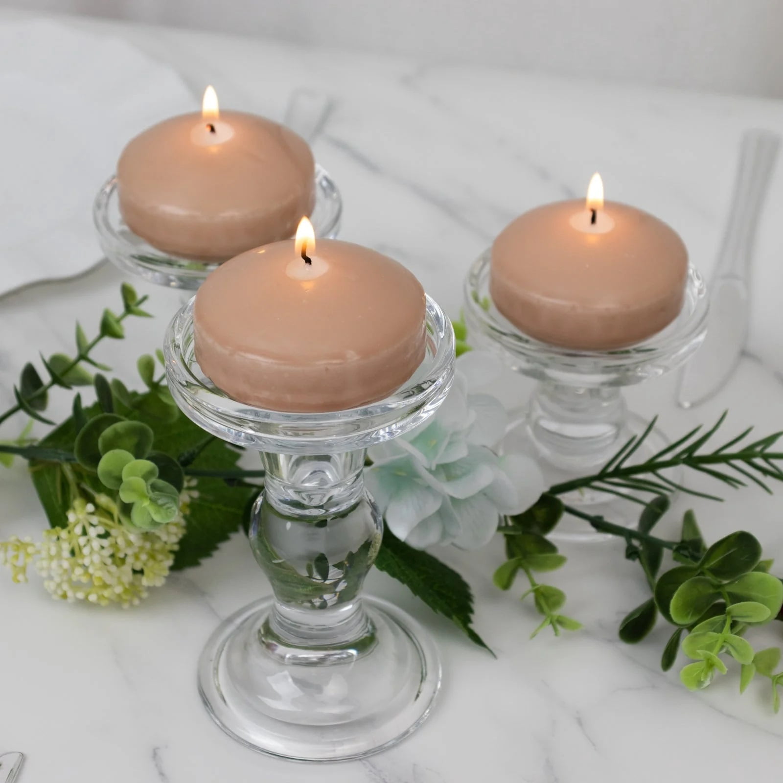 Balsa Circle 12 Beige 3 in Round Unscented Floating Candles Dripless Wax Discs Party Wedding Table Centerpieces Event Decorations Supplies