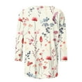 thumbnail image 5 of Sakmal Tops for Women Trendy Summer Crew Neck Red Elbow-Length Floral Comfy Womens Blouses Under $10, 5 of 5