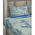 thumbnail image 5 of Ambesonne Fishing Fitted & Top Sheet Set with Shams, Whale Wheel Sketch, Eggshell Blue, 5 of 7