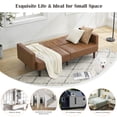 thumbnail image 4 of 76" Modern Loveseat Sofa with Armrests, Convertible Futon Sofa Bed, Lounge Couch for Living Room (Faux Leather, Brown), 4 of 7