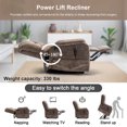 thumbnail image 3 of Velvet Power Lift Chair,180 Degree，Electric Lift Recliner with Lumbar Support Lays Flat Home Sofa,Massage Heating,400 lbs ,Brown, 3 of 11