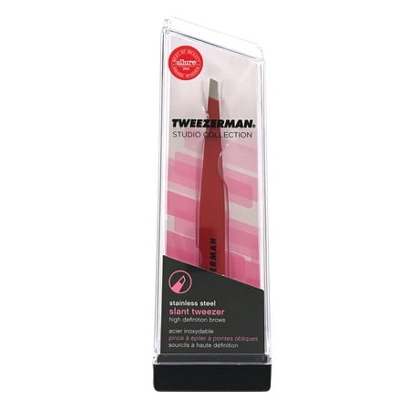 Tweezerman Studio Collection Slant Tweezer, Red (Best Tweezers In The World)